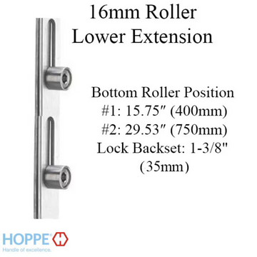Hoppe Multipoint 1.38" Backset Manual Gear with Bottom Two Roller Extension